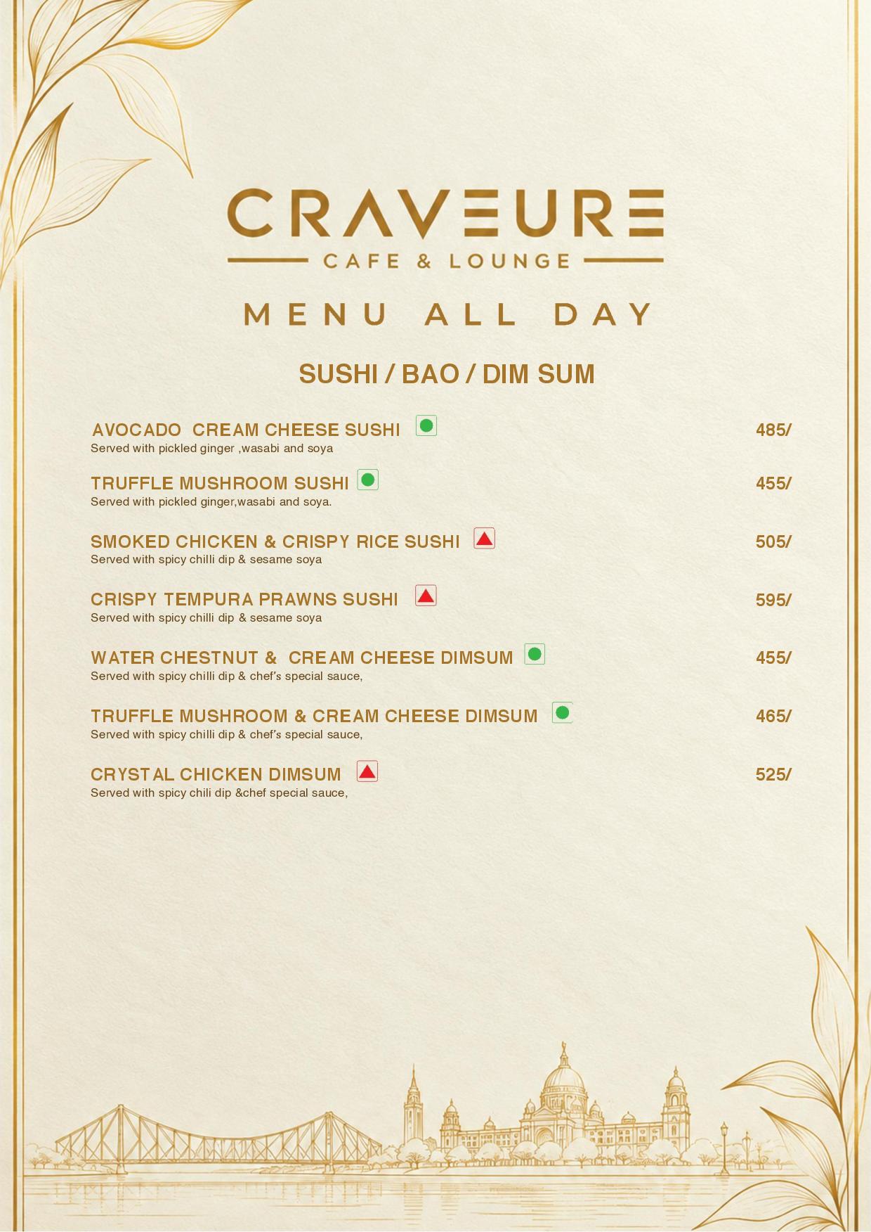 CRAVEURE menu, page 7